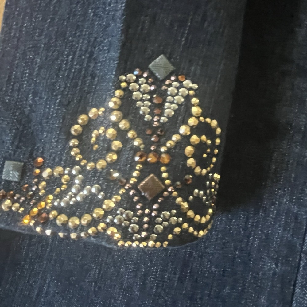 VTG Christine Alexander Wom M Bling Denim Western Glam Crystals & Studs - Picture 5 of 11